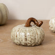 Small Cream & Brown Glazed Pumpkin Ornament - 8.5cm