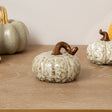 Small Cream &amp; Brown Glazed Pumpkin Ornament - 8.5cm