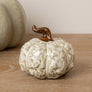 Small Cream & Brown Glazed Wonky Pumpkin Ornament - 9cm