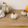 Small Cream &amp; Brown Glazed Wonky Pumpkin Ornament - 9cm