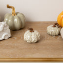 Small Cream &amp; Brown Glazed Wonky Pumpkin Ornament - 9cm