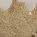 Small Cream Glazed Leaf Trinket Tray Plate - 15cm