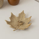 Small Cream Glazed Leaf Trinket Tray Plate - 15cm