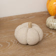Small Grey Fabric Herringbone Pumpkin Ornament - 11cm x 9cm