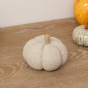Small Grey Fabric Herringbone Pumpkin Ornament - 11cm x 9cm