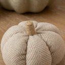 Small Grey Fabric Herringbone Pumpkin Ornament - 11cm x 9cm