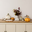 Small Grey Fabric Herringbone Pumpkin Ornament - 11cm x 9cm