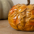 Small Orange Leaf Detail Pumpkin Ornament - 13cm x 11cm