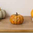 Small Orange Leaf Detail Pumpkin Ornament - 13cm x 11cm