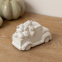 Small White Glazed Ceramic Pumpkin Trailer Ornament - 15.5cm x 8cm
