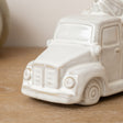 Small White Glazed Ceramic Pumpkin Trailer Ornament - 15.5cm x 8cm