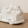 Small White Glazed Ceramic Pumpkin Trailer Ornament - 15.5cm x 8cm
