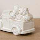 Small White Glazed Ceramic Pumpkin Trailer Ornament - 15.5cm x 8cm