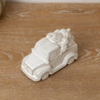 Small White Glazed Ceramic Pumpkin Trailer Ornament - 15.5cm x 8cm