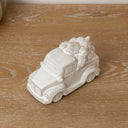 Small White Glazed Ceramic Pumpkin Trailer Ornament - 15.5cm x 8cm