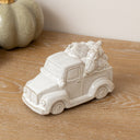 Small White Glazed Ceramic Pumpkin Trailer Ornament - 15.5cm x 8cm