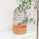 Small Wire Dome and Red Stone Planter Pot/Bird Cage - 45cm