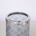 Smoked Patterned Glass Bathroom Tumbler with Silver Rim