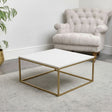 Square Gold &amp; Gloss White Top Coffee Table