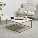 Square Gold & Gloss White Top Coffee Table