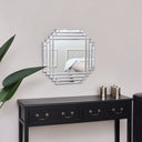 Square Silver Art Deco Fan Wall Mirror 55cm x 55cm