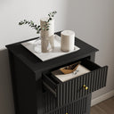 Tall 5 Drawer Bedside Table - Hales Black Range