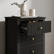 Tall 5 Drawer Bedside Table - Hales Black Range