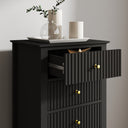Tall 5 Drawer Bedside Table - Hales Black Range