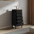Tall 5 Drawer Bedside Table - Hales Black Range