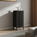 Tall 5 Drawer Bedside Table - Hales Black Range
