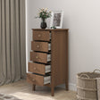 Tall 5 Drawer Bedside Table - Hales Dark Wood Range