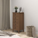 Tall 5 Drawer Bedside Table - Hales Dark Wood Range