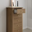 Tall 5 Drawer Bedside Table - Hales Pale Wood Range