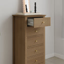 Tall 5 Drawer Bedside Table - Hales Pale Wood Range