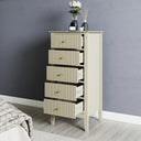 Tall 5 Drawer Bedside Table - Hales Taupe Range