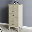 Tall 5 Drawer Bedside Table - Hales Taupe Range