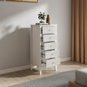 Tall 5 Drawer Bedside Table - Hales White Range