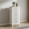 Tall 5 Drawer Bedside Table - Hales White Range