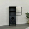 Tall Black &amp; Gold Industrial Storage Cabinet