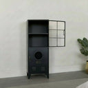 Tall Black &amp; Gold Industrial Storage Cabinet