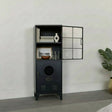 Tall Black & Gold Industrial Storage Cabinet
