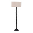 Tall Black Ridged Floor Lamp with Beige Cotton Shade