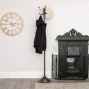 Tall Dark Metal Coat Rack with 8 Storage Hooks