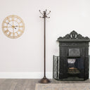 Tall Dark Metal Coat Rack with 8 Storage Hooks
