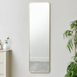 Tall Gold Curved Framed Wall / Leaner Mirror 135cm x 40cm