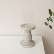 Tall Round Grey Hurricane Pillar Candle Holder - 34cm
