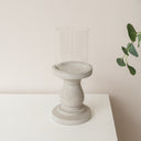 Tall Round Grey Hurricane Pillar Candle Holder - 34cm