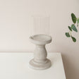 Tall Round Grey Hurricane Pillar Candle Holder - 34cm