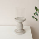 Tall Round Grey Hurricane Pillar Candle Holder - 34cm