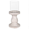 Tall Round Grey Hurricane Pillar Candle Holder - 34cm